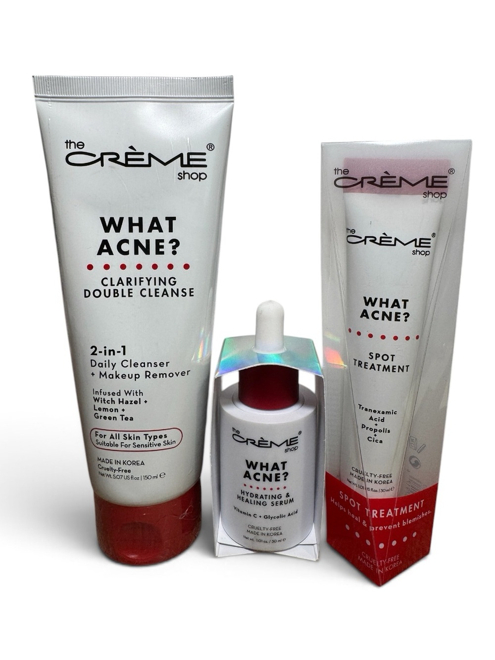 What Acne? Cleanser, Serum, Spot Treatment
